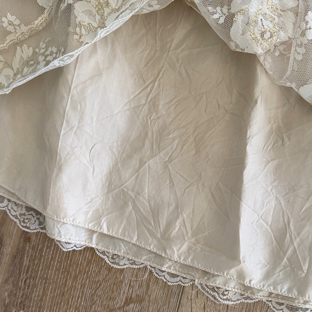 Vintage Women's Cream Lace Overlay A-Line Skirt size 7/8 - Picture 5 of 5